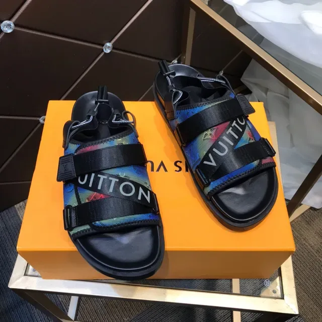 Louis Vuitton কালো বহুরঙা মাল্টি স্ট্র্যাপ অ্যাডজাস্টেবল বাকেল ক্যাজুয়াল স্যান্ডেল 8