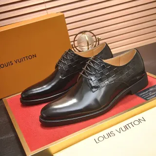 Louis Vuitton Black Patent Leather Woven Damier Cap-Toe Oxford Shoes