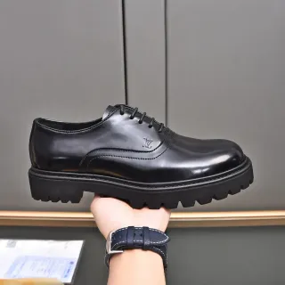 Louis Vuitton Black Polished Leather Chunky Lug Sole Oxford Shoes