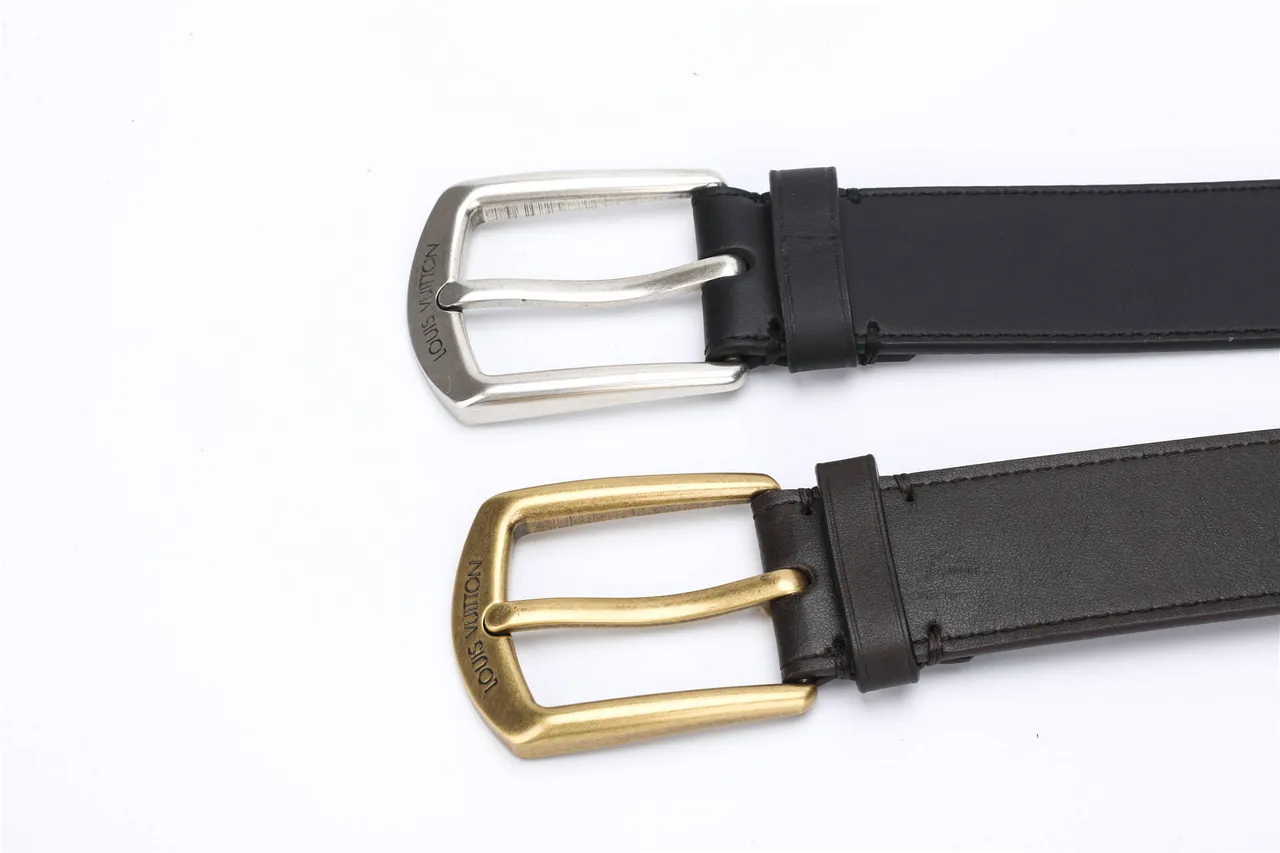 Louis Vuitton Black Silver Smooth Stitched Edge Detail Leather Belt 3