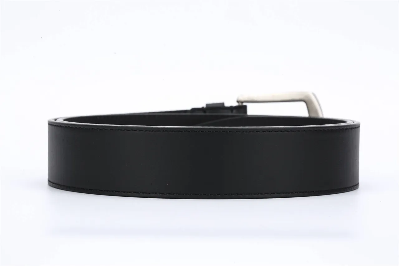Louis Vuitton Black Silver Smooth Stitched Edge Detail Leather Belt 4