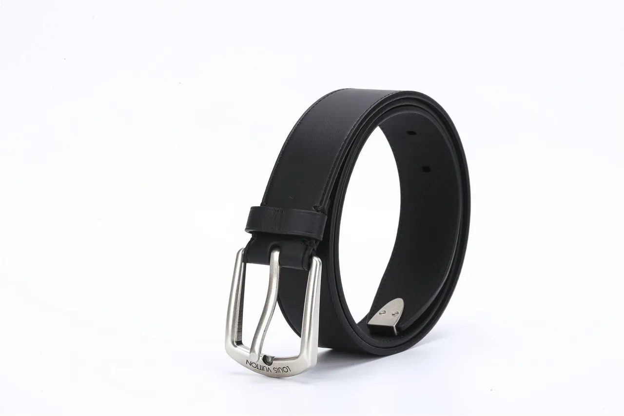 Louis Vuitton Black Silver Smooth Stitched Edge Detail Leather Belt 5