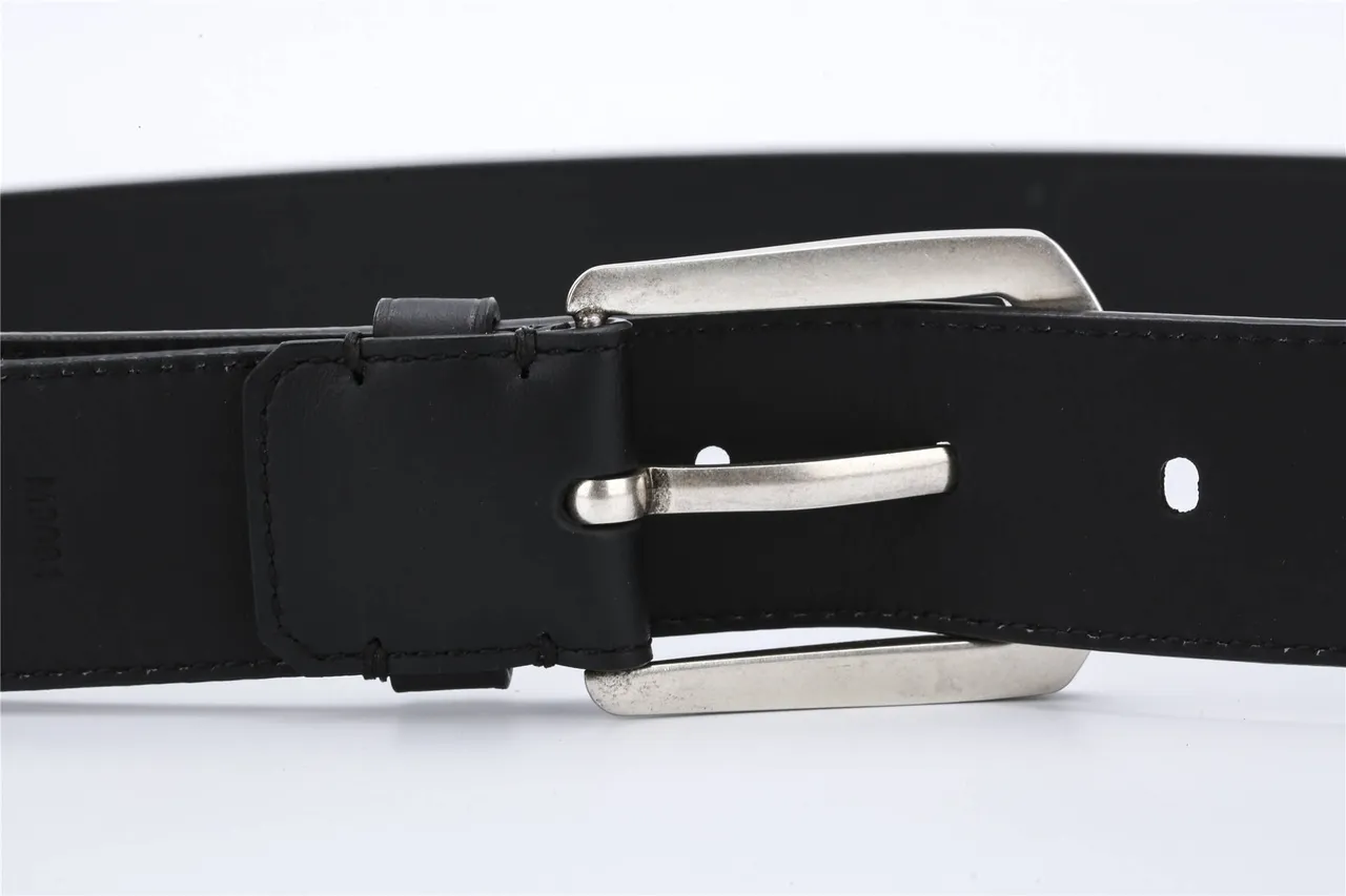 Louis Vuitton Black Silver Smooth Stitched Edge Detail Leather Belt 6