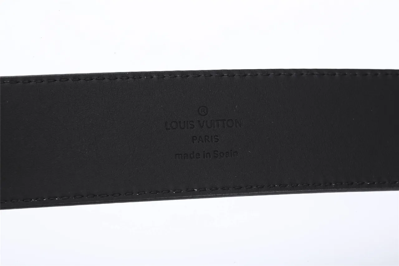 Louis Vuitton Black Silver Smooth Stitched Edge Detail Leather Belt 8