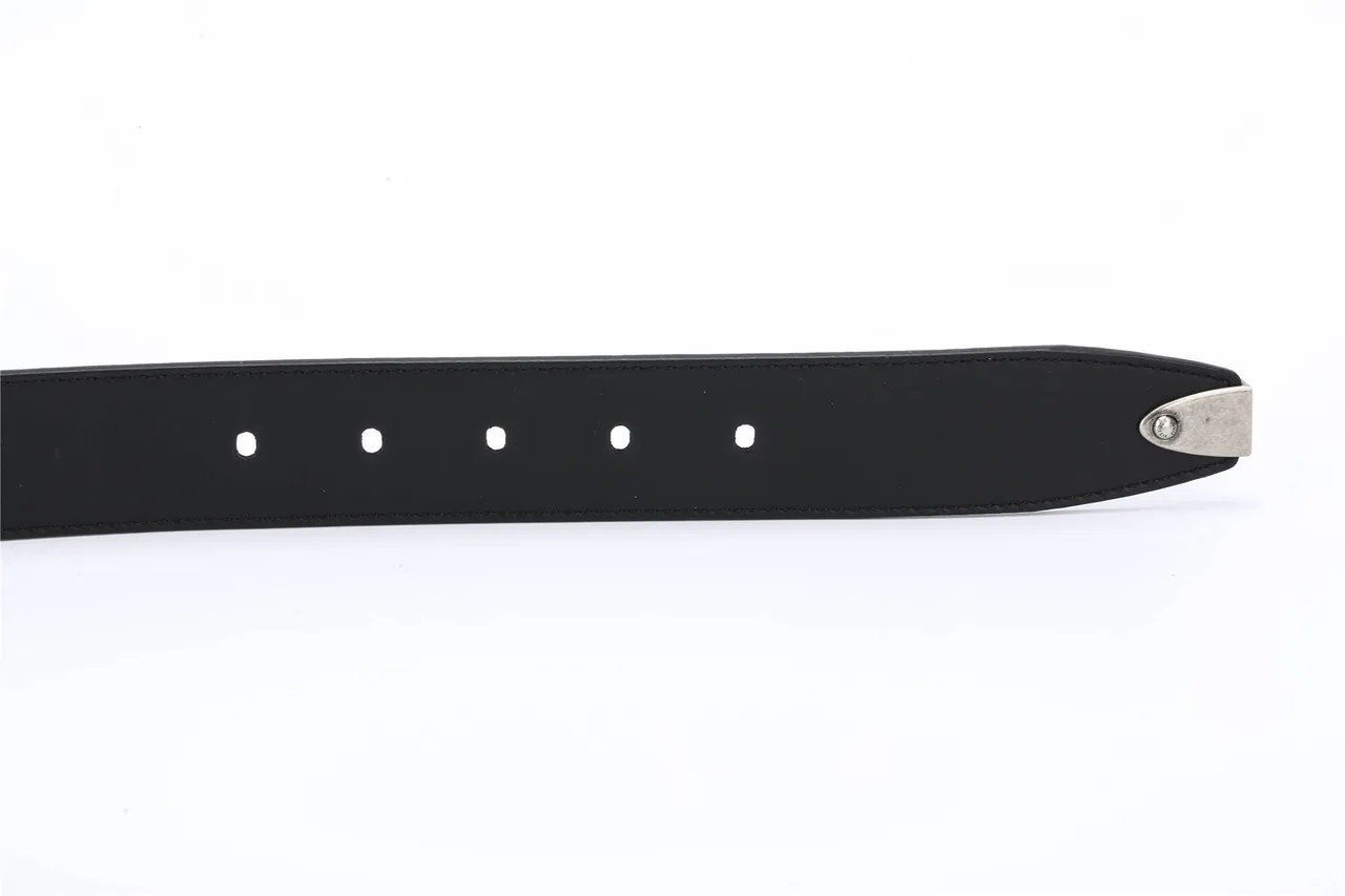 Louis Vuitton Black Silver Smooth Stitched Edge Detail Leather Belt 9