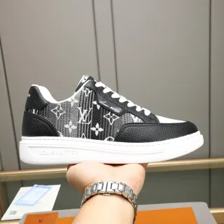 Louis Vuitton Black White Low-Top Monogram-Print Textile Lifestyle Sneakers