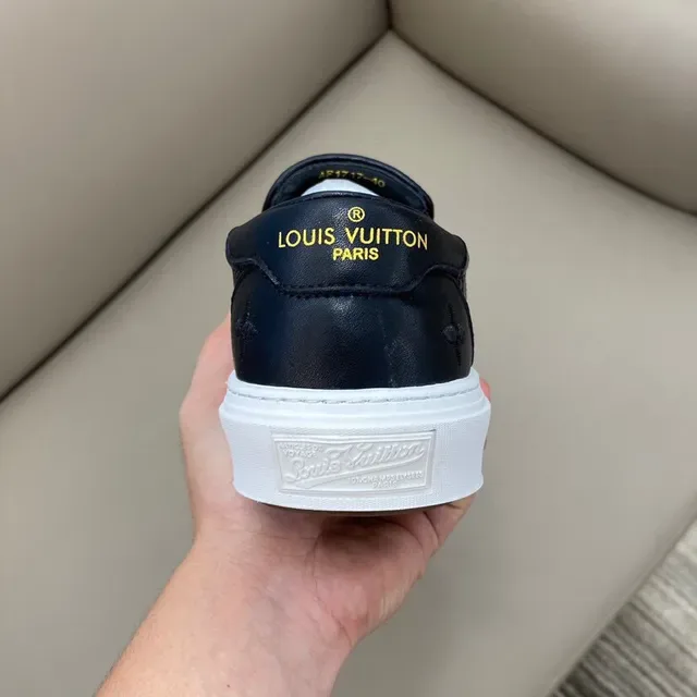 Louis Vuitton Black White Monogram-Embossed Leather Slip-On Loafer 2