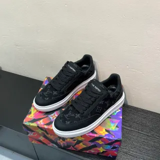 Louis Vuitton Negro Blanco Monogrammed Textil Upper Low-Top Silhouette Lifestyle Sneakers