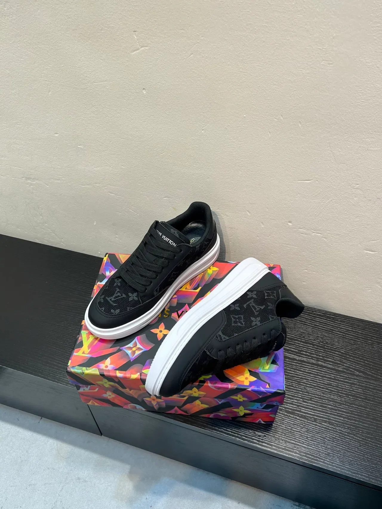 Louis Vuitton Black White Monogrammed Textile Upper Low-Top Silhouette Lifestyle Sneakers 3