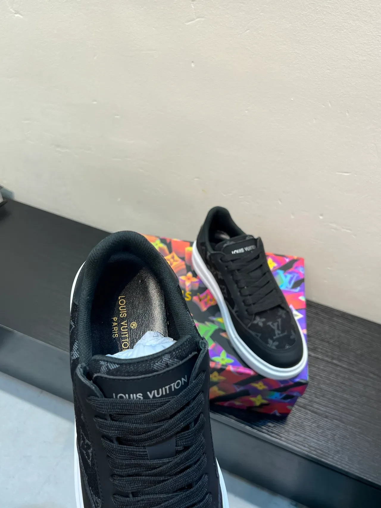 Louis Vuitton Black White Monogrammed Textile Upper Low-Top Silhouette Lifestyle Sneakers 6
