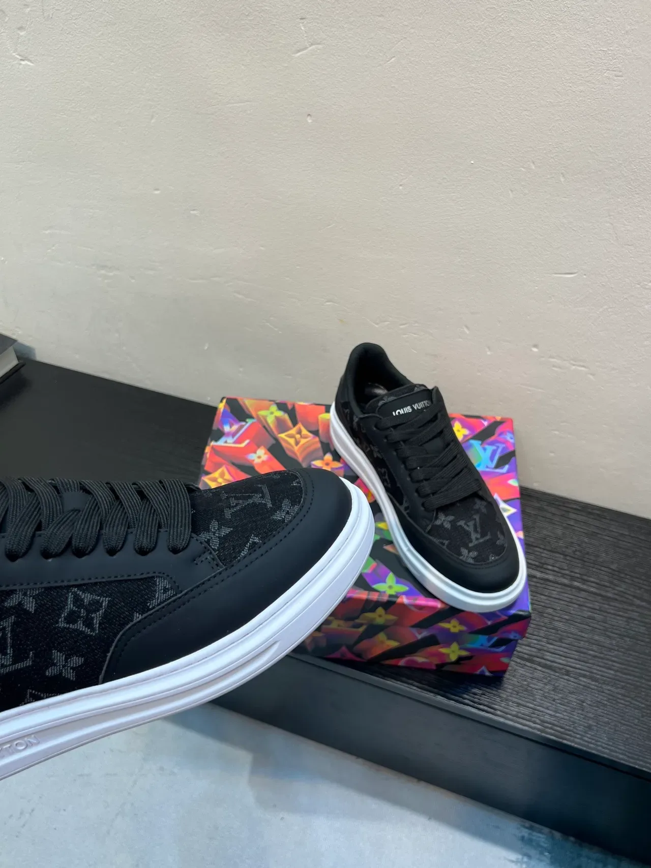 Louis Vuitton Black White Monogrammed Textile Upper Low-Top Silhouette Lifestyle Sneakers 7
