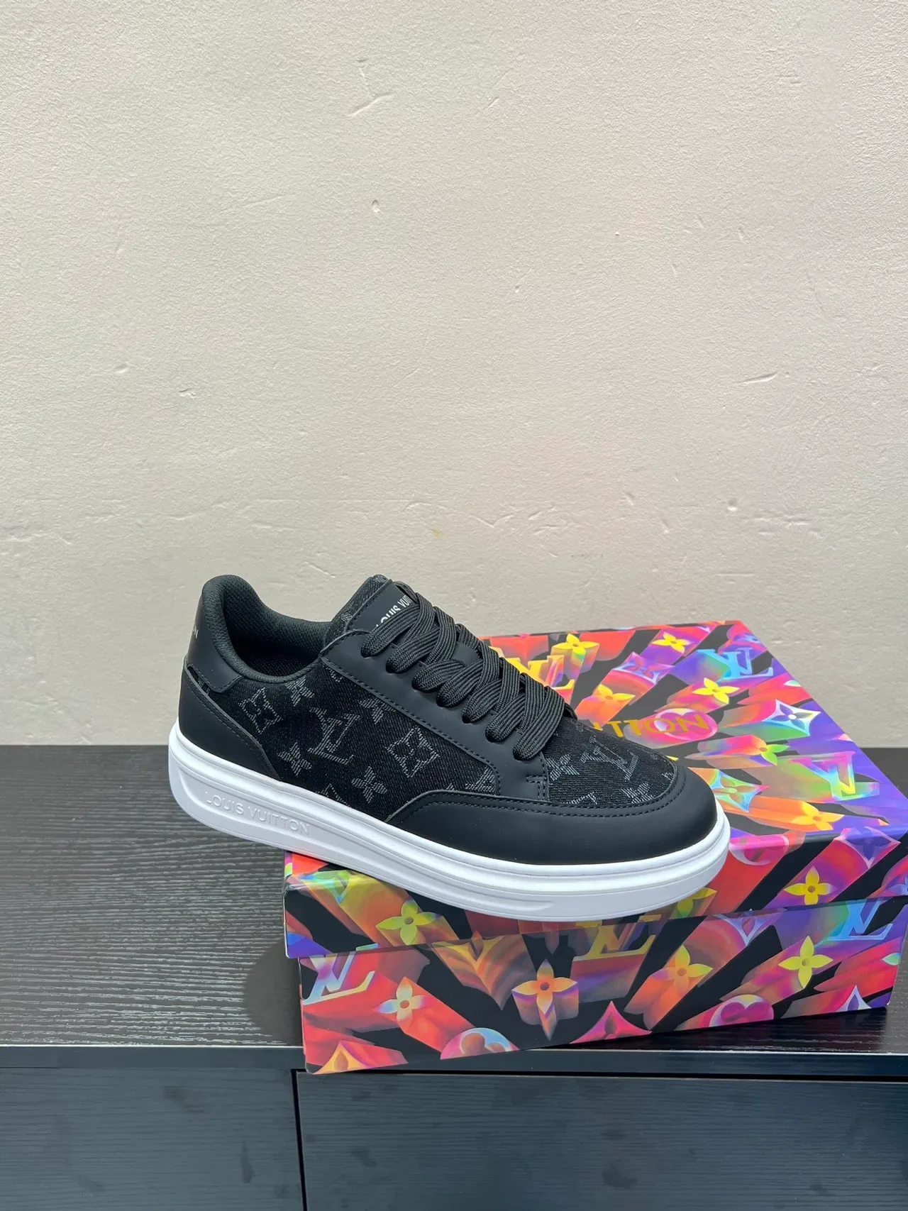 Louis Vuitton Black White Monogrammed Textile Upper Low-Top Silhouette Lifestyle Sneakers 9