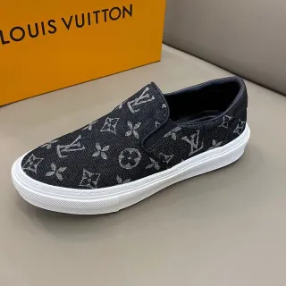 Louis Vuitton Black White Slip-On Monogram-Printed Lifestyle Sneakers