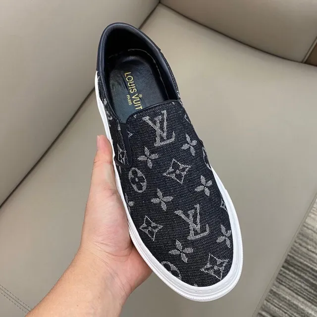 Louis Vuitton Black White Slip-On Monogram-Printed Lifestyle Sneakers 4