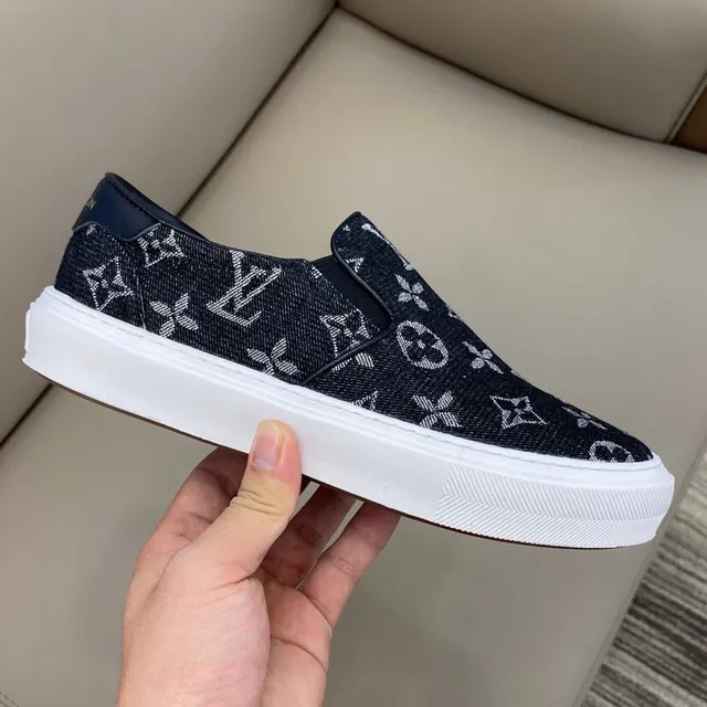 Louis Vuitton Black White Slip-On Monogram-Printed Lifestyle Sneakers 5