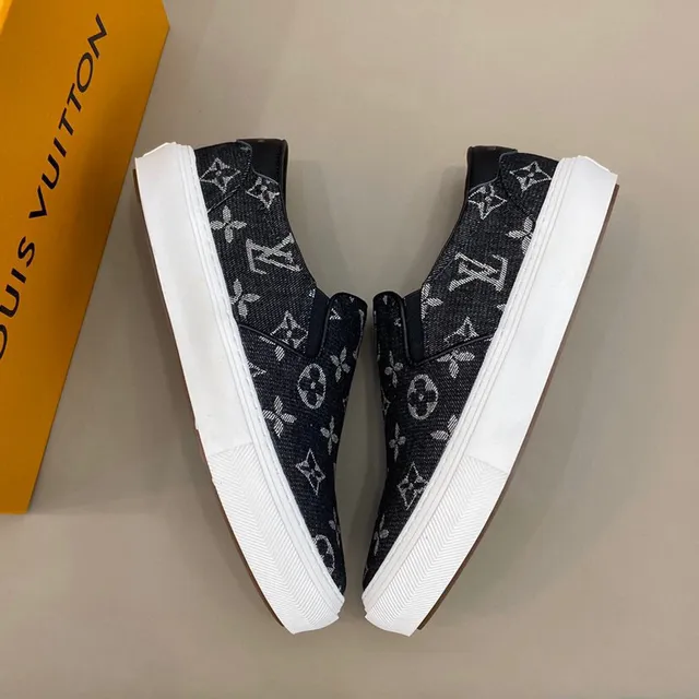 Louis Vuitton Black White Slip-On Monogram-Printed Lifestyle Sneakers 7