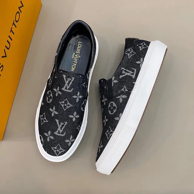 Louis Vuitton Black White Slip-On Monogram-Printed Lifestyle Sneakers 8