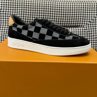 Louis Vuitton Black White Suede Upper Checkerboard Paneling Lifestyle Sneakers
