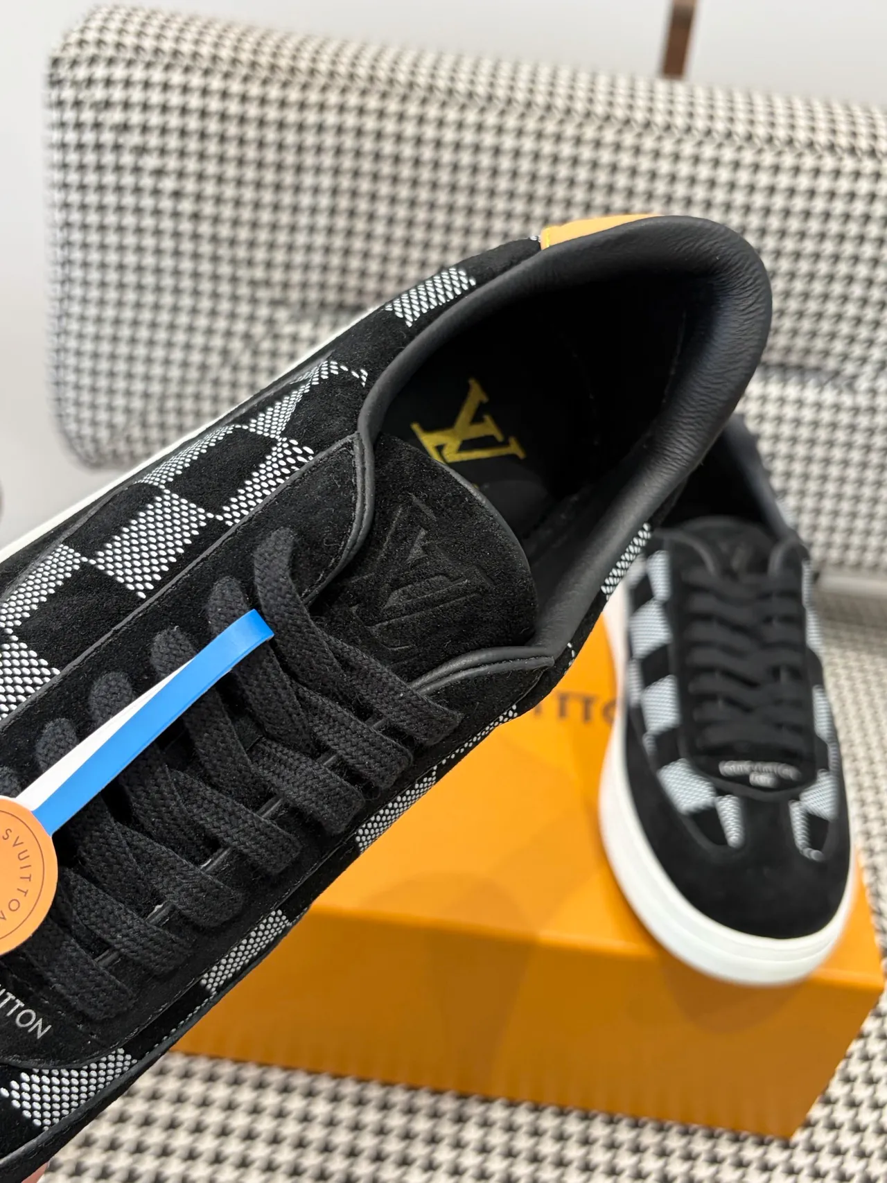 Louis Vuitton Black White Suede Upper Checkerboard Paneling Lifestyle Sneakers 2