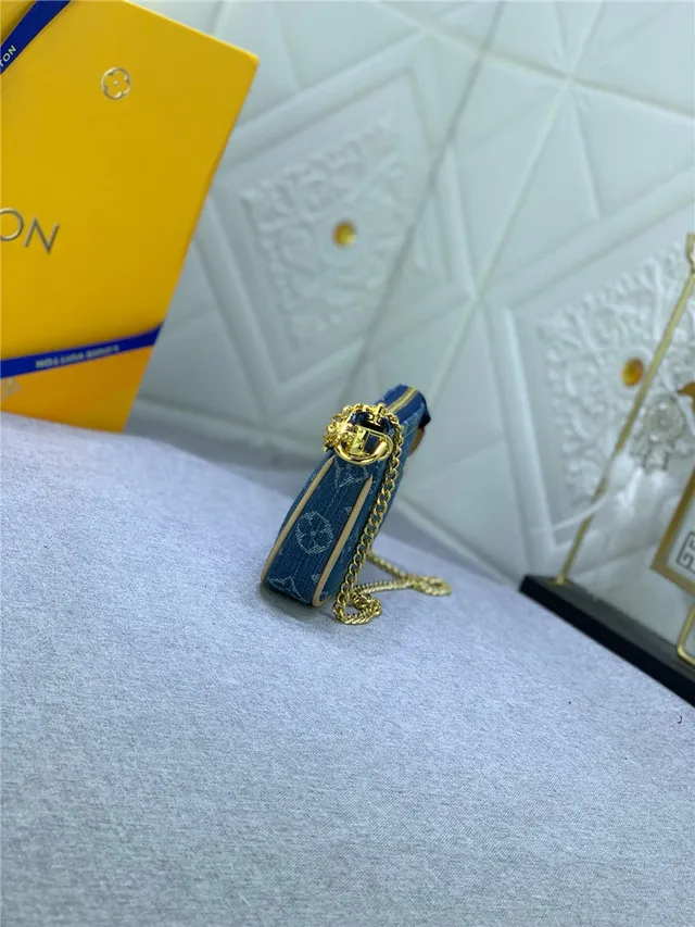 Louis Vuitton Blue Gold Denim Monogram Strap Chain Bag 7