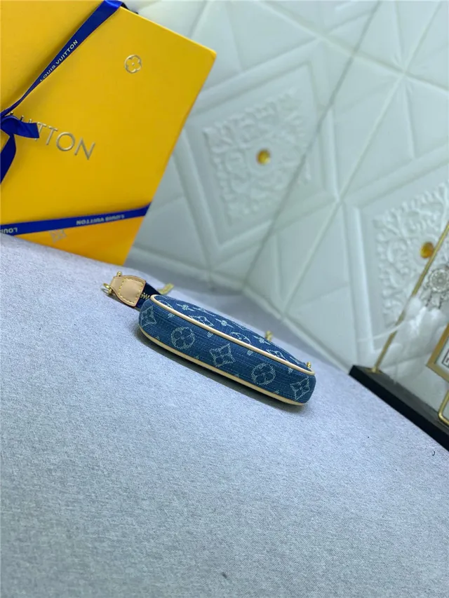 Louis Vuitton Blue Gold Denim Monogram Strap Chain Bag 8