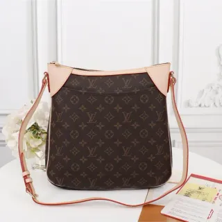 Louis Vuitton Brown Beige Monogram Canvas Leather Trim Hobo Bag