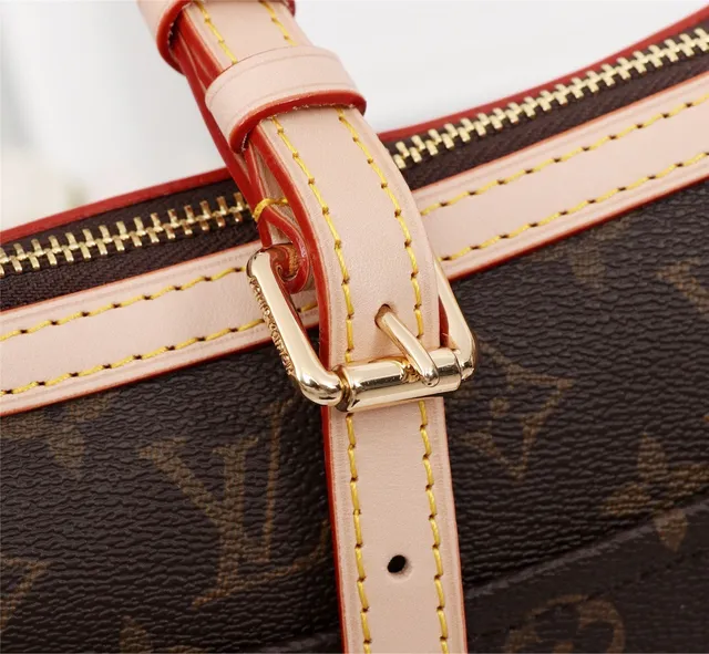 Louis Vuitton Marron Beige Monogramme Toile Garniture Cuir Sac Hobo 6