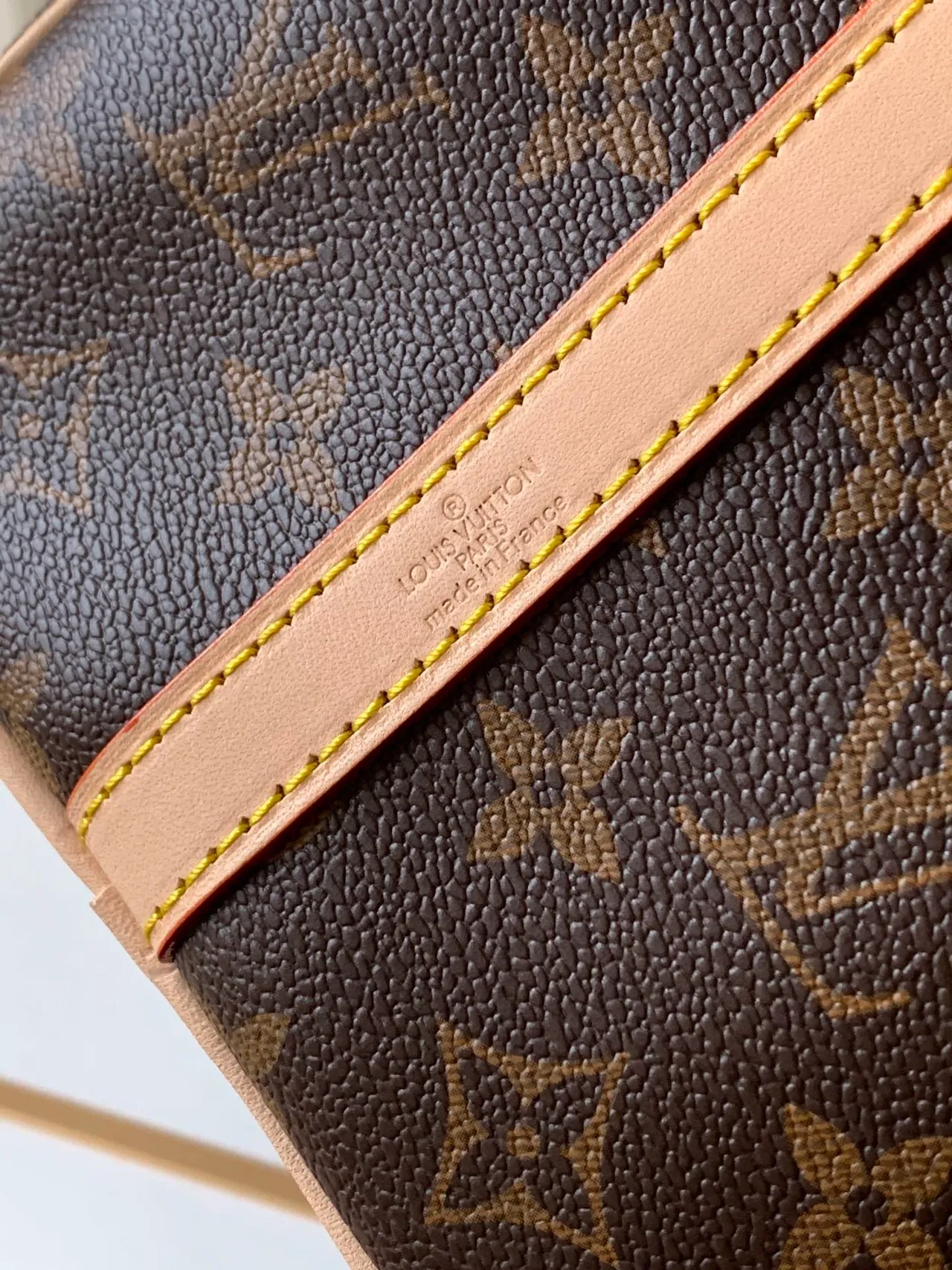 Louis Vuitton Marron Beige Monogramme Toile Tan Cuir Garniture Sac Boston 4