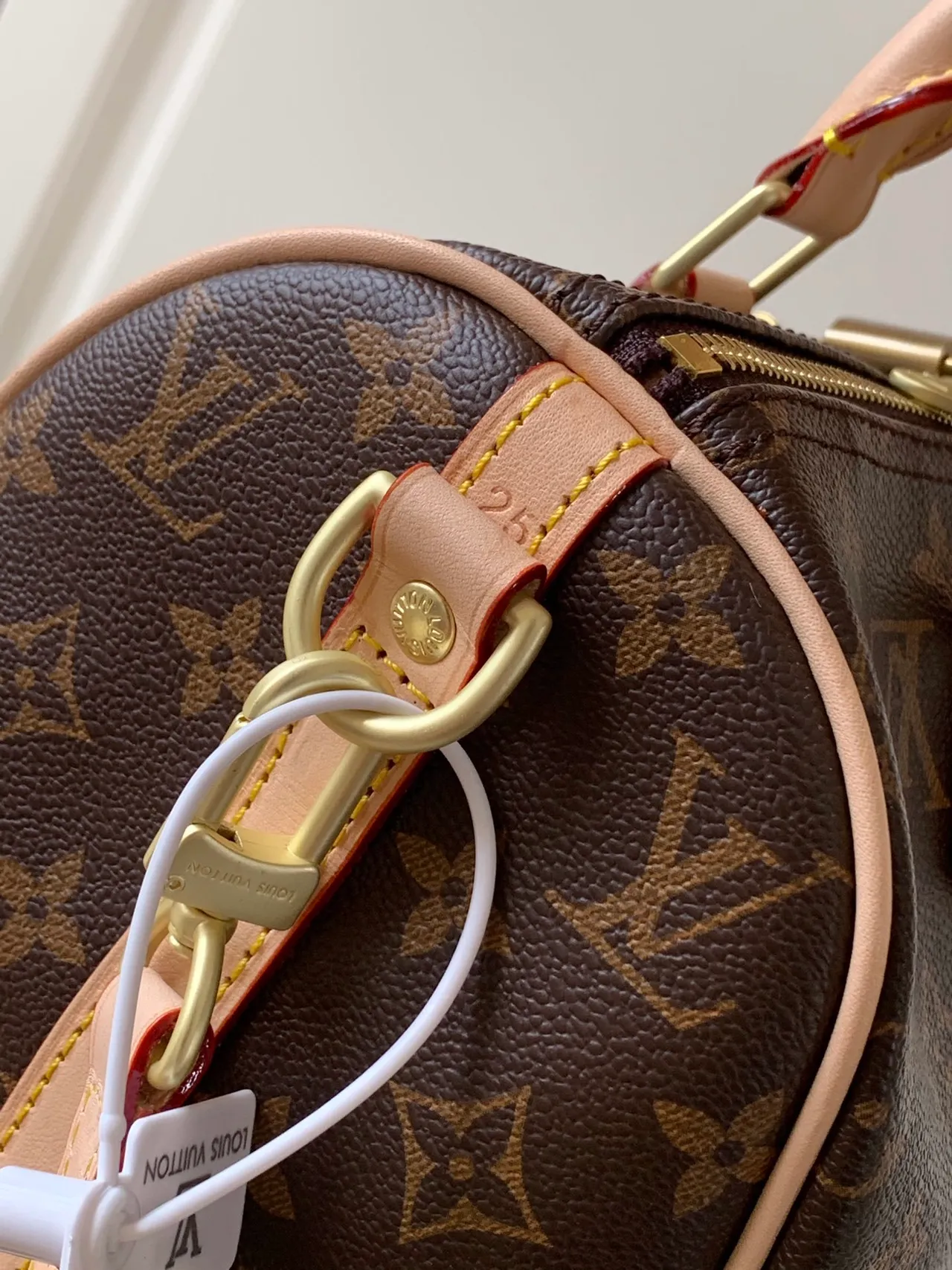 Louis Vuitton Marron Beige Monogramme Toile Tan Cuir Garniture Sac Boston 5