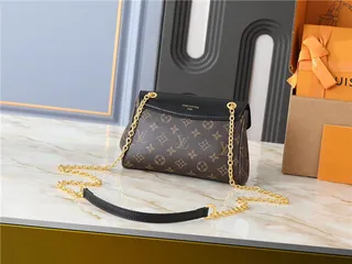 Louis Vuitton Brown Black Monogram Canvas Flap-Top Closure Chain Bag 8