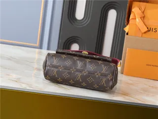 Louis Vuitton Brown Black Monogram Canvas Flap-Top Closure Chain Bag 16