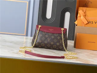 Louis Vuitton Brown Black Monogram Canvas Flap-Top Closure Chain Bag 17
