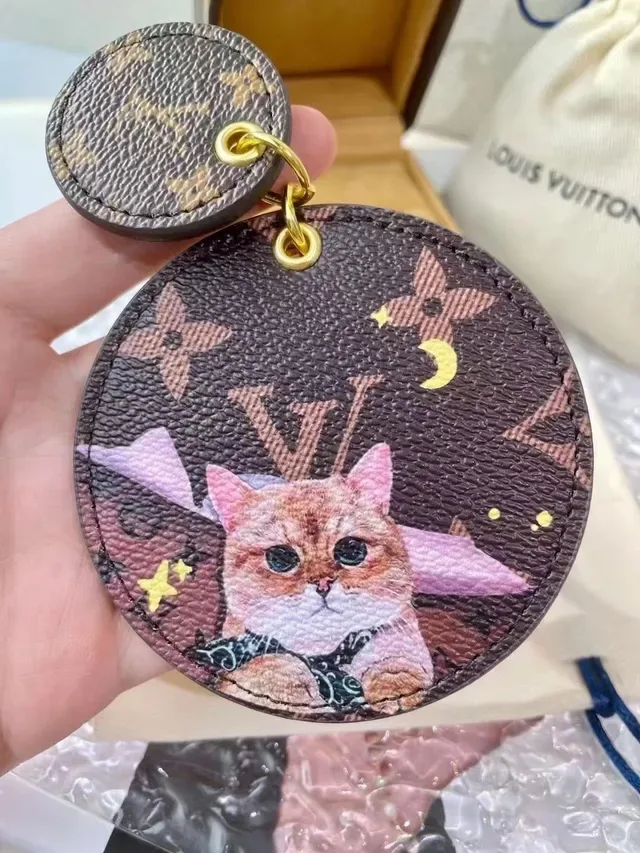 Louis Vuitton Brown Gold Circular Monogram Canvas Printed Cat Illustration Handbag 5