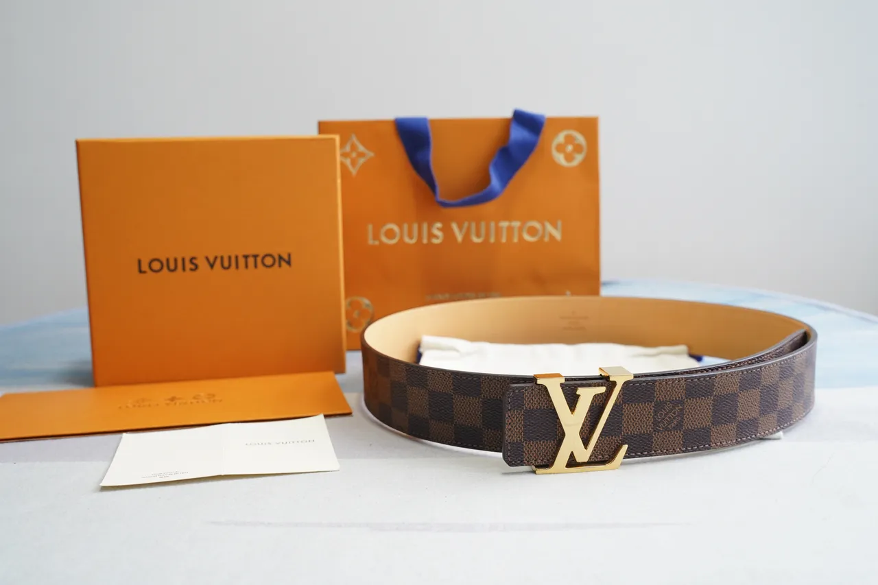 Louis Vuitton Brown Gold Damier Ebène Canvas LV Turnlock Buckle Leather Belt 3