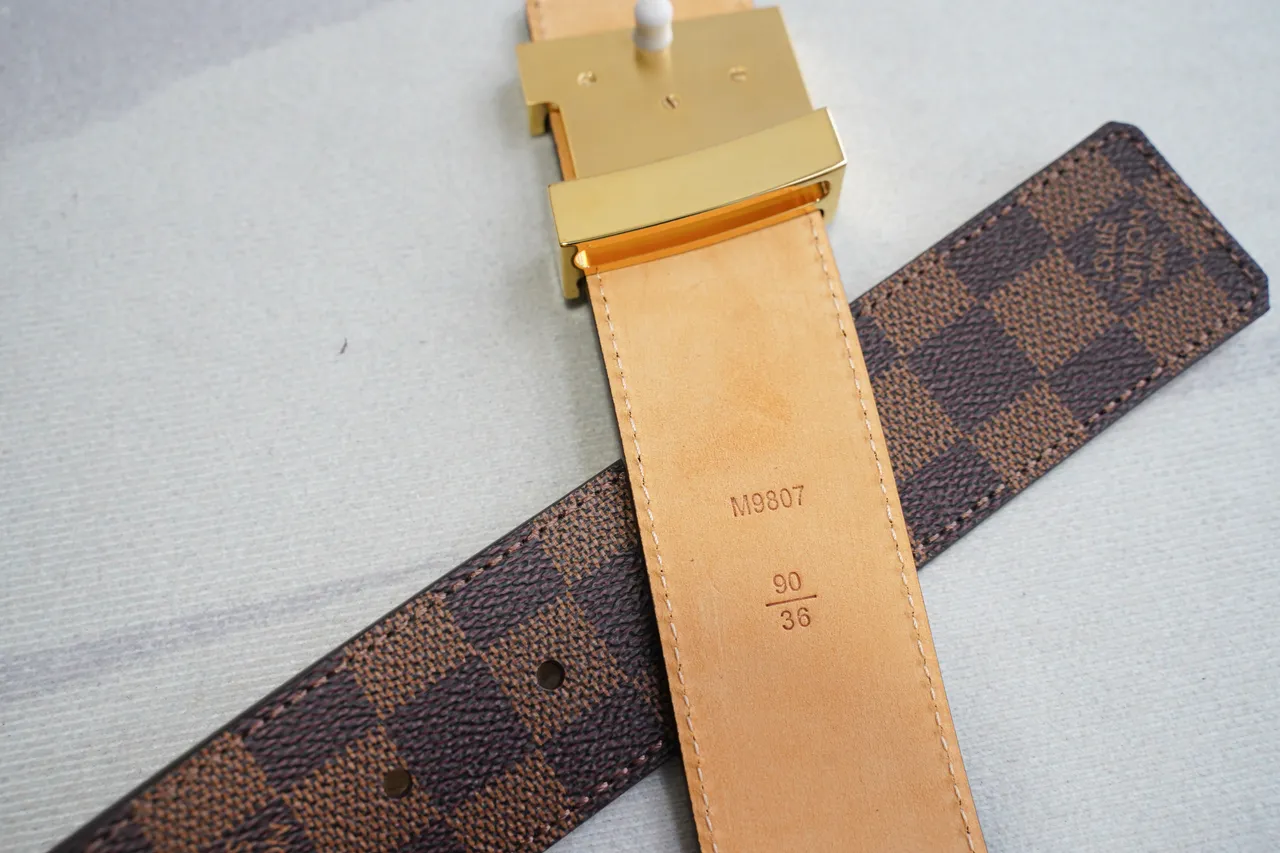 Louis Vuitton Brown Gold Damier Ebène Canvas LV Turnlock Buckle Leather Belt 4