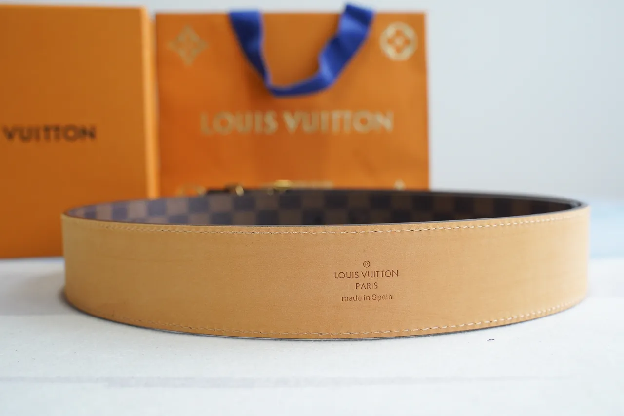 Louis Vuitton Brown Gold Damier Ebène Canvas LV Turnlock Buckle Leather Belt 5