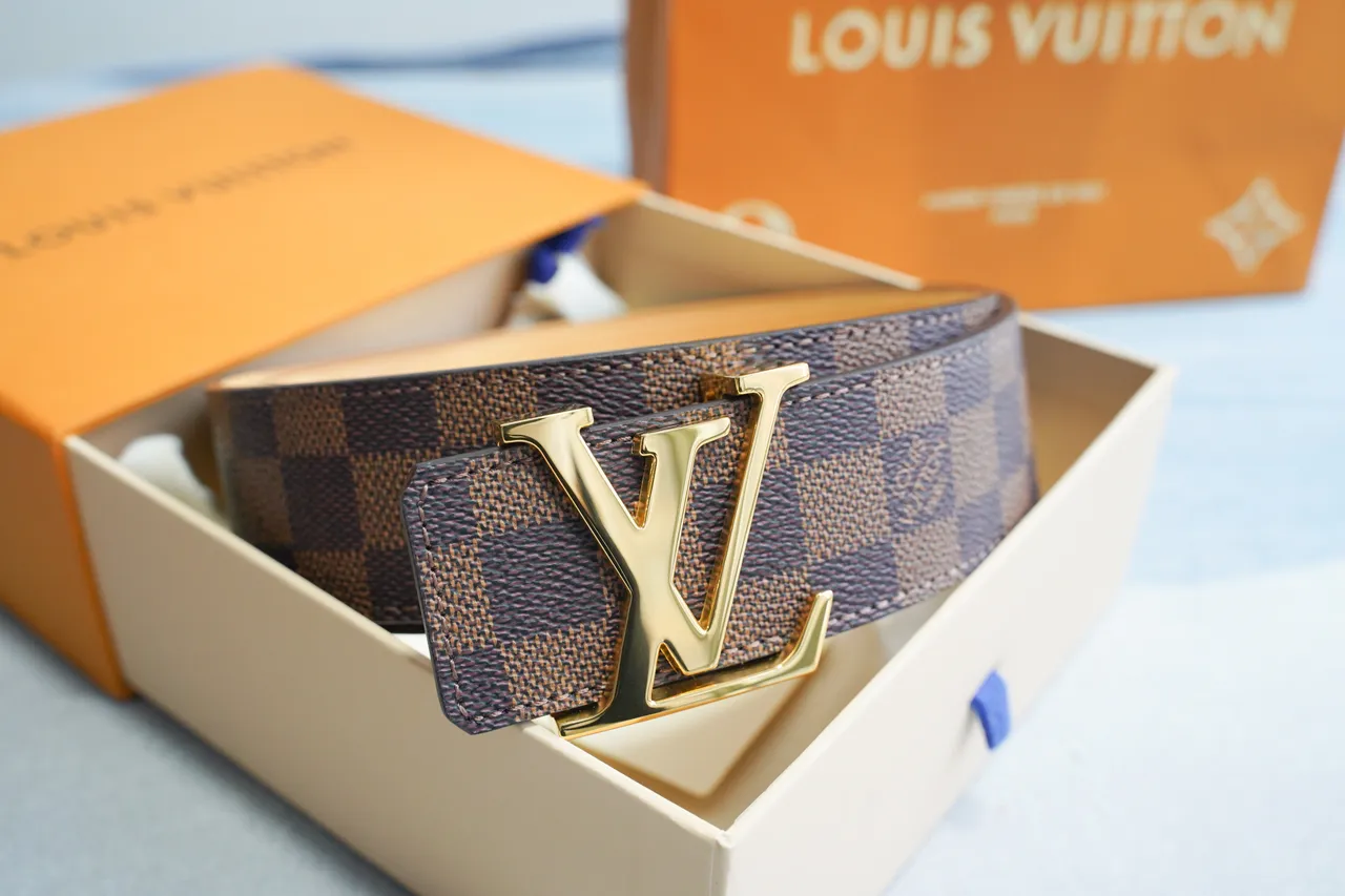 Louis Vuitton Brown Gold Damier Ebène Canvas LV Turnlock Buckle Leather Belt 7