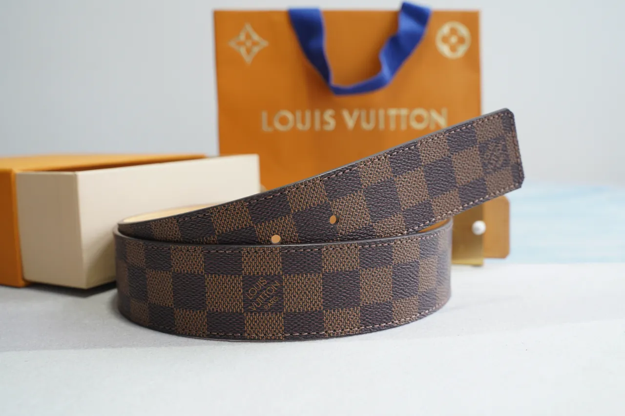Louis Vuitton Brown Gold Damier Ebène Canvas LV Turnlock Buckle Leather Belt 8