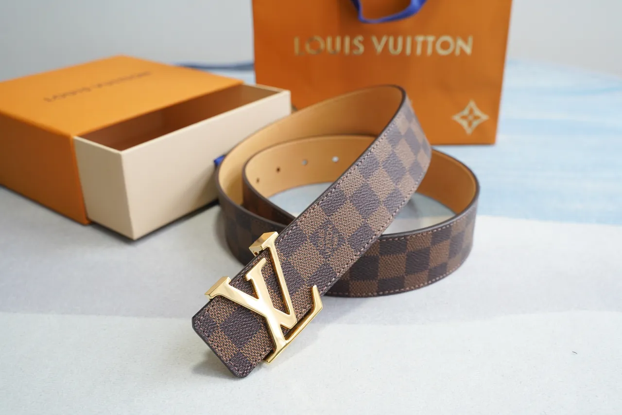 Louis Vuitton Brown Gold Damier Ebène Canvas LV Turnlock Buckle Leather Belt 9