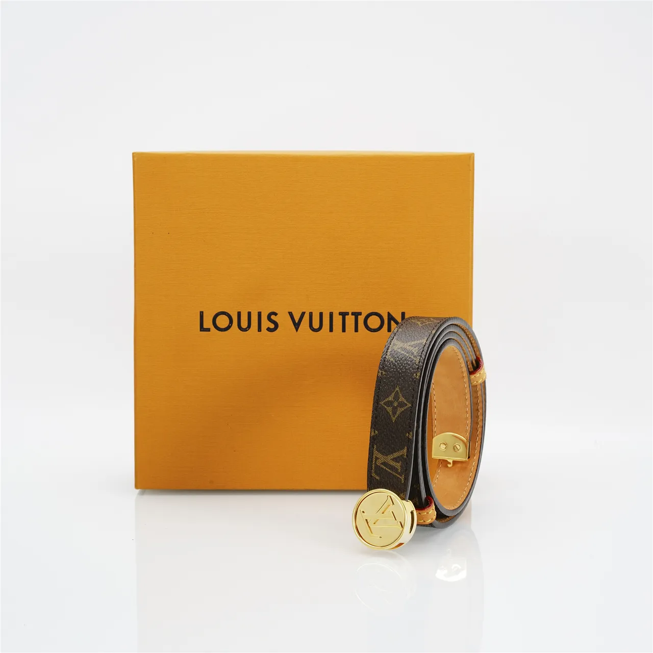 Louis Vuitton Brown Gold Monogram Canvas Hardware Leather Belt 5