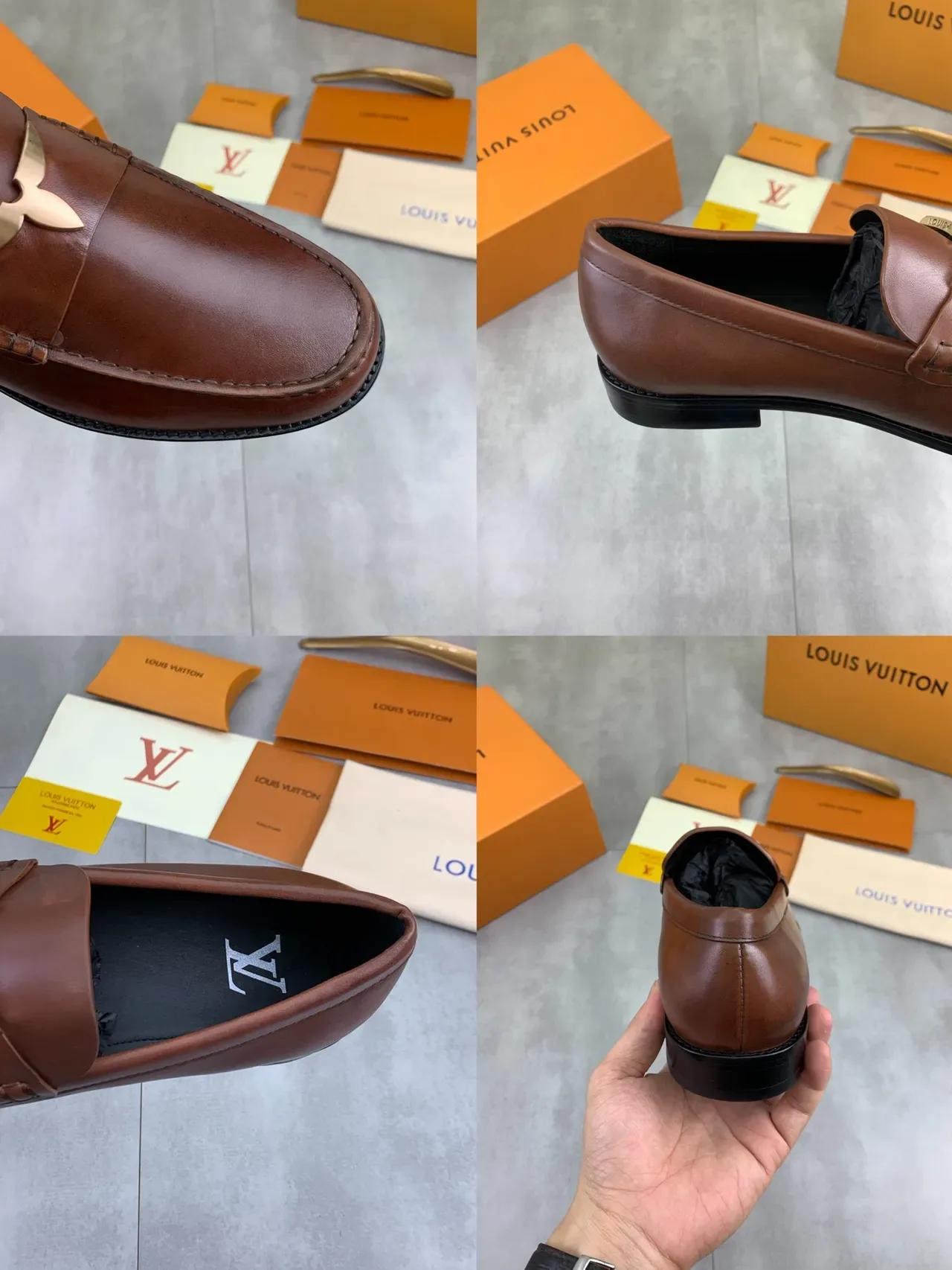 Louis Vuitton Brown Leather Flower Ornament Loafer 2