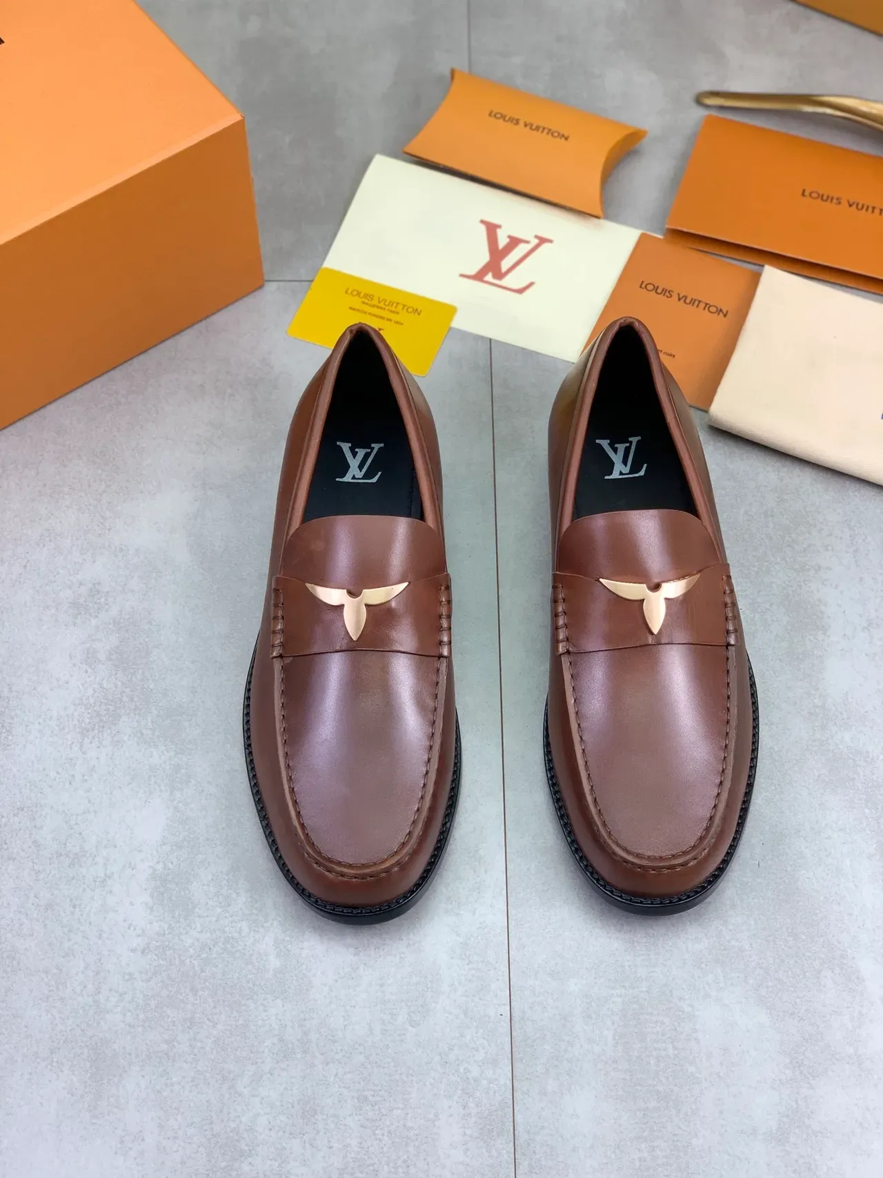 Louis Vuitton Brown Leather Flower Ornament Loafer 4