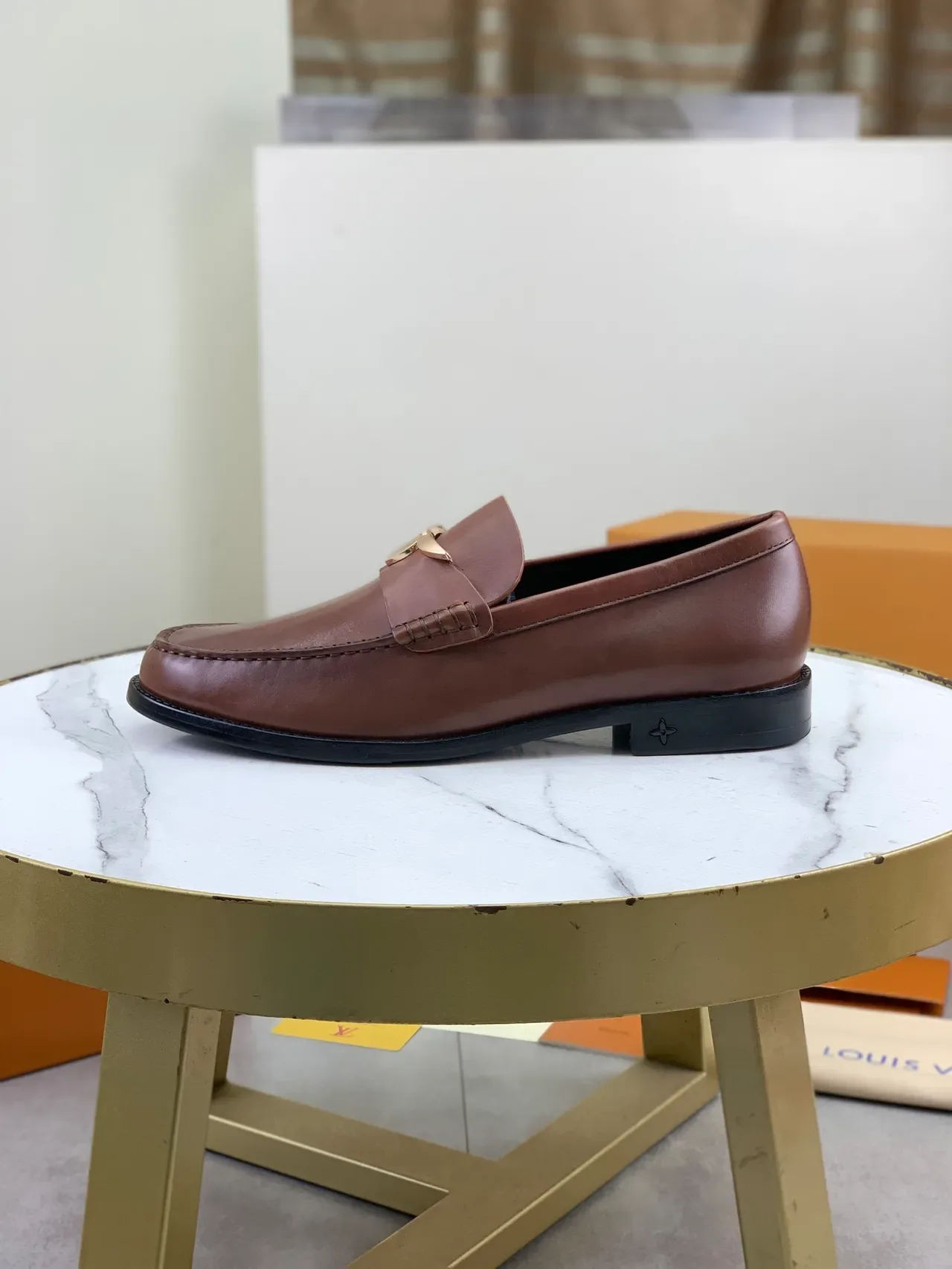 Louis Vuitton Brown Leather Flower Ornament Loafer 5