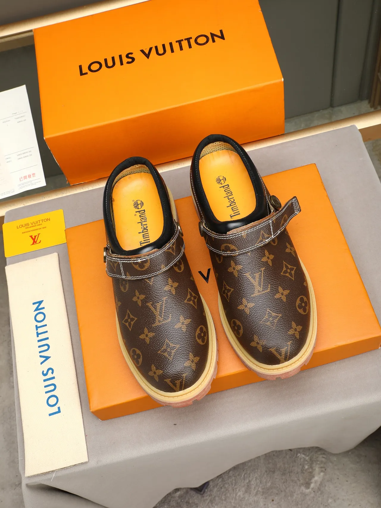 Louis Vuitton Brown Orange Monogram Canvas Slip-On Clog Casual Shoes 2
