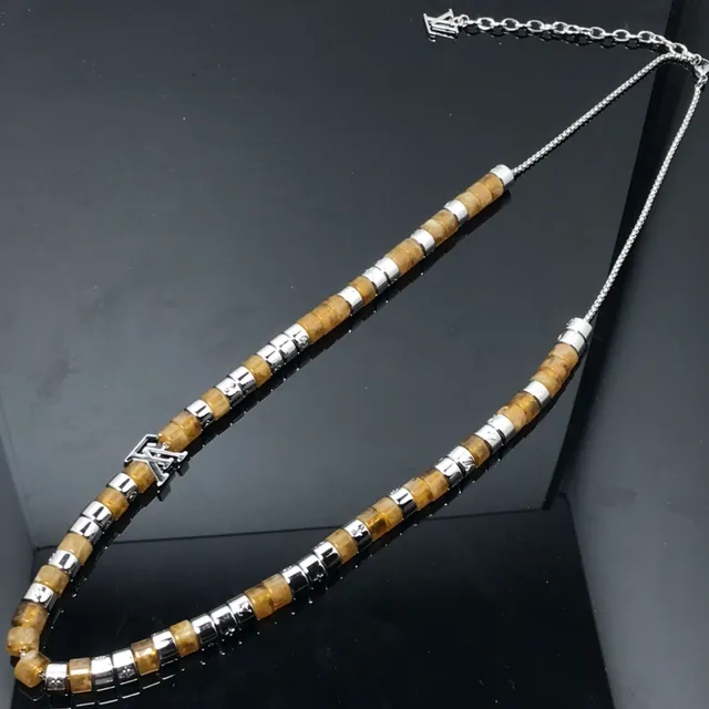 Louis Vuitton Brown Silver Beaded Monogram-Accented Necklace 2