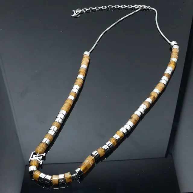 Louis Vuitton Brown Silver Beaded Monogram-Accented Necklace 3