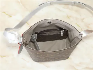 Louis Vuitton Brown White Monogram Canvas Silver-Tone Hardware Bucket Bag 2