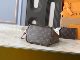 Louis Vuitton Brown White Monogram Canvas Silver-Tone Hardware Bucket Bag 7