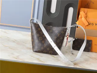 Louis Vuitton Brown White Monogram Canvas Silver-Tone Hardware Bucket Bag 8