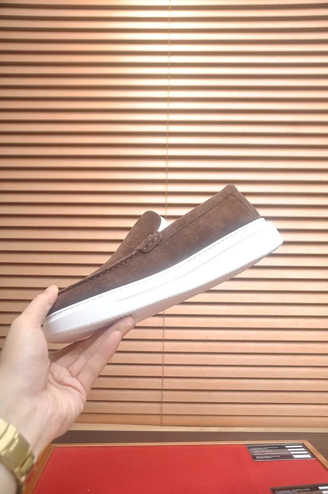 Louis Vuitton Brown White Suede Upper Moc-Toe Stitching Loafer 5